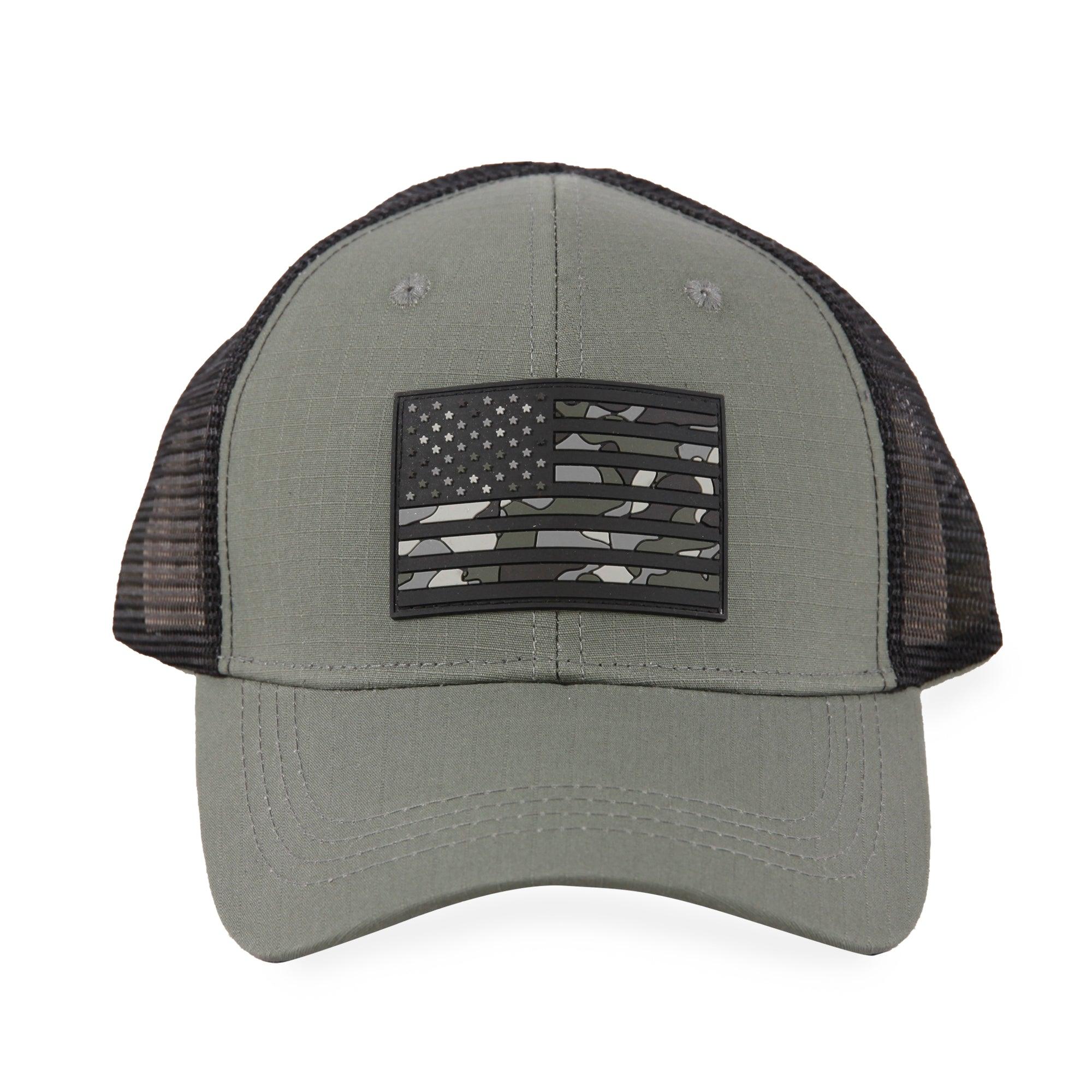 American Flag-Camo PVC Trucker Mesh Hat Highland Tactical
