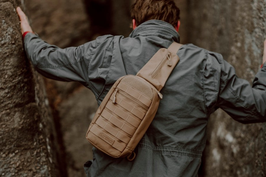 Hiker with an EXPO Sling Bag