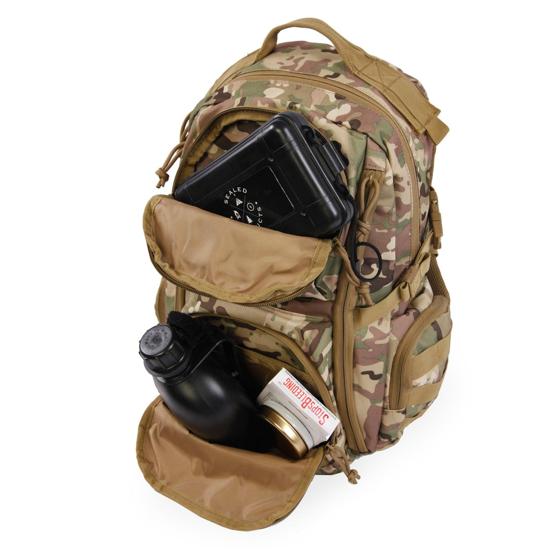 Crusher Backpack | Camo Tactical Day Pack | Multiple Pockets | Best Day Pack | Hydration Compatible For Hiking | MOLLE Pack   #color_camo