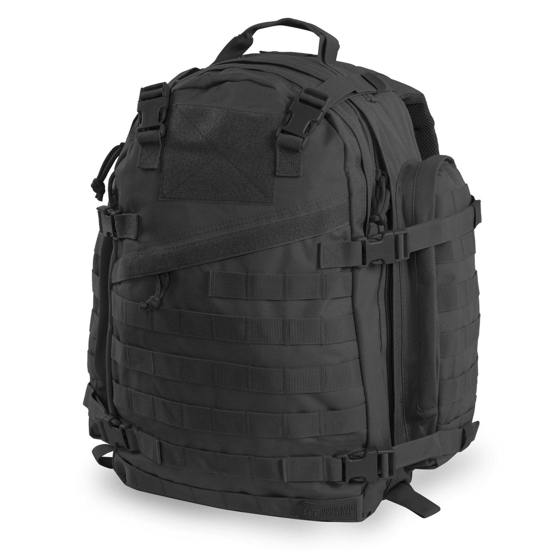 Large 3 Day Backpack | Black Backpack | Black Go Bag | MOLLE Webbing | Large Velcro Patch  #color_black
