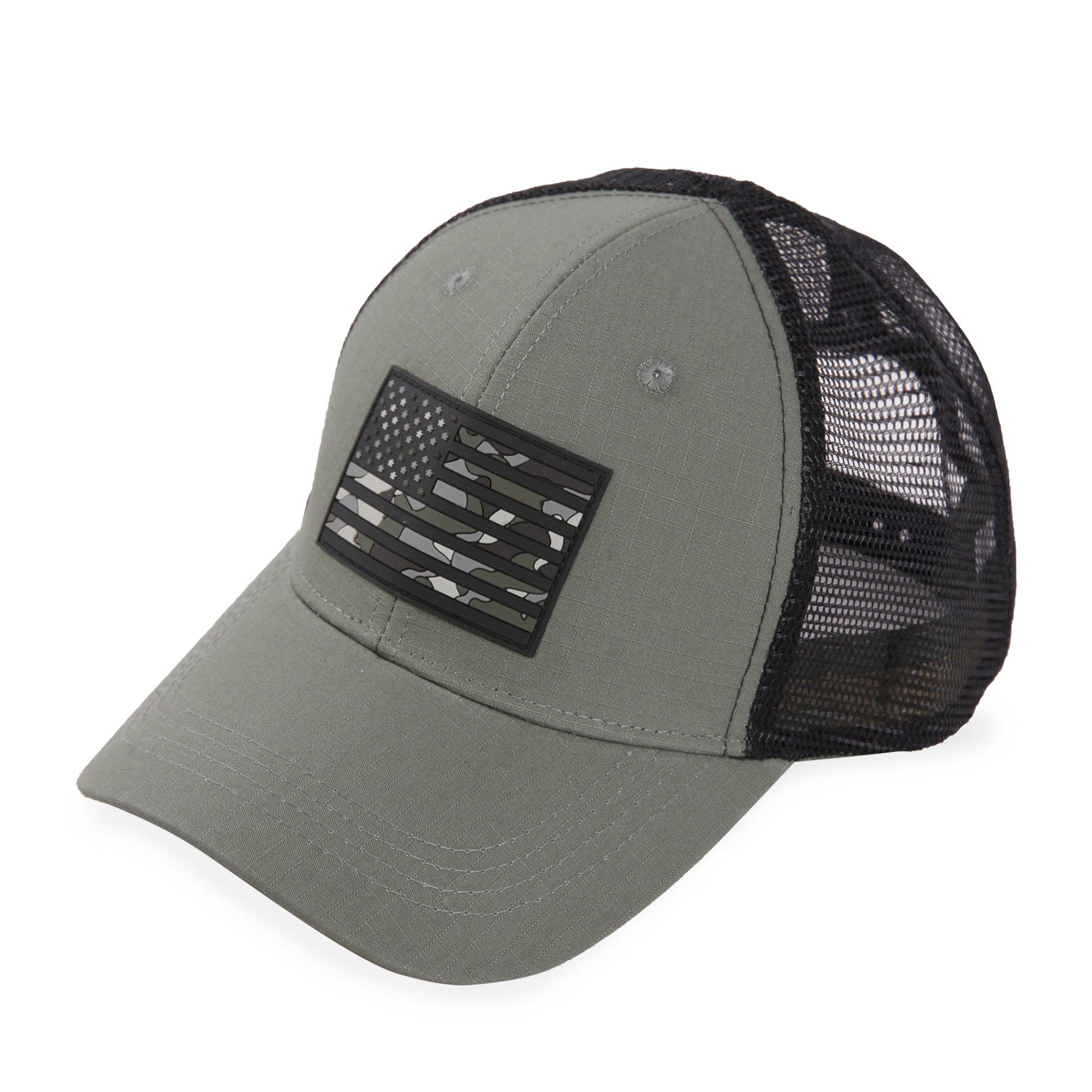 American Flag-Camo PVC Trucker Mesh Hat | Highland Tactical